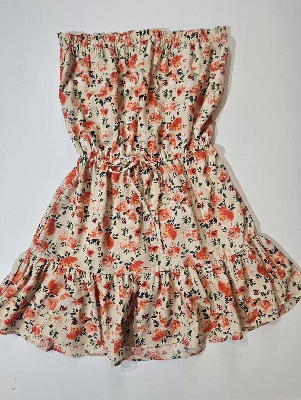 NWT Umgee Mini Dress Womens Size Small Cream Orange Floral Cottagecore